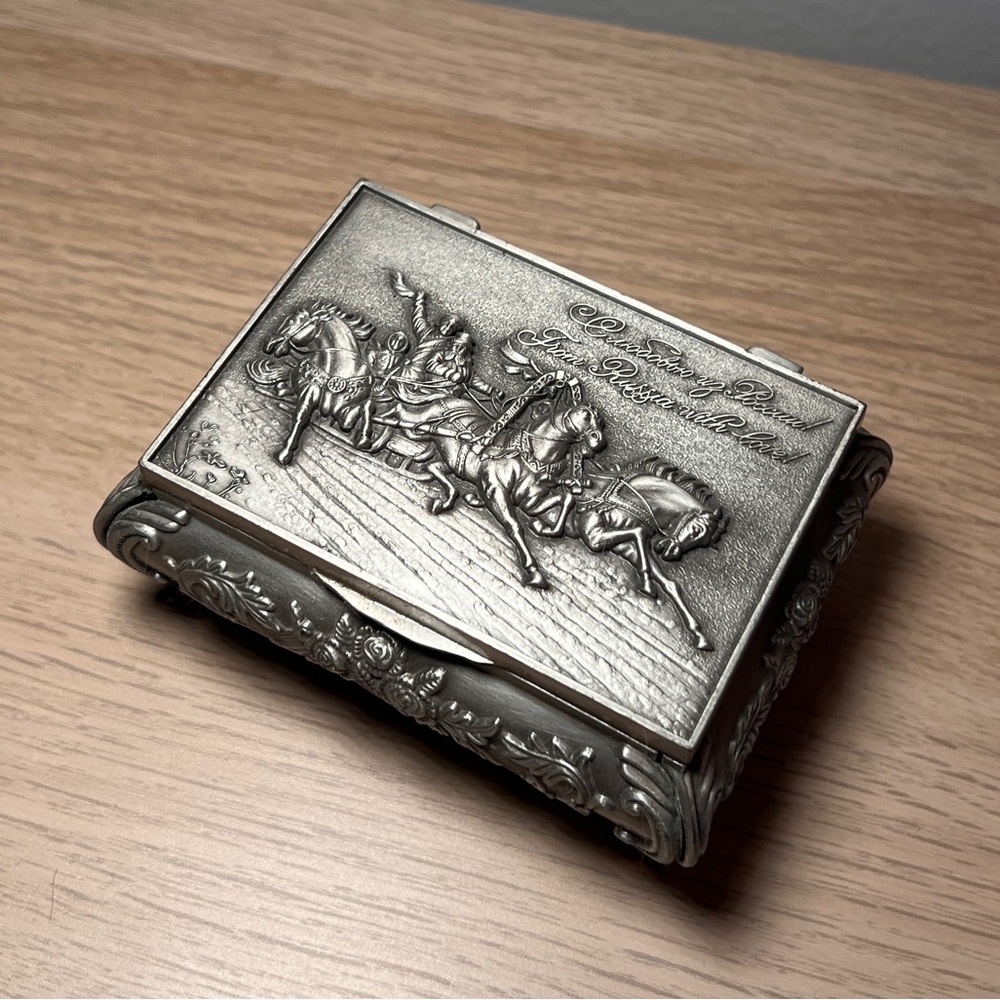 Vintage Silver Jewelry Box with Horse Design